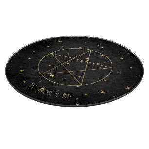 Create Your Own Black & Gold Elegant Pentacle Cutting Board