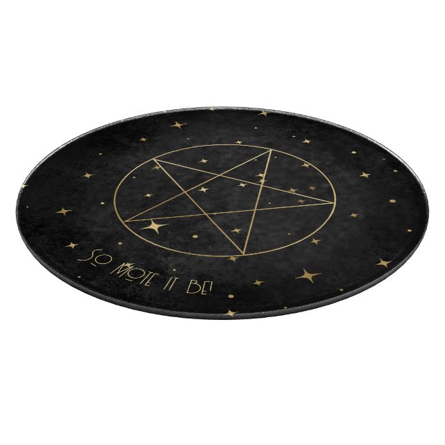 Create Your Own Black & Gold Elegant Pentacle Cutting Board (Corner)