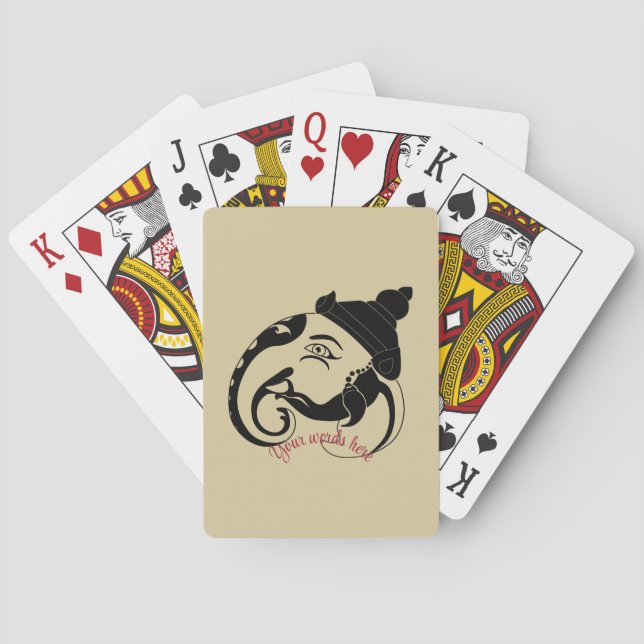 Create Your Own Black & Gold Ganesh Profile Playing Cards (Back)