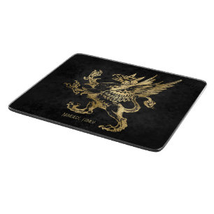 Create Your Own Black & Gold Gothic Griffin Cutting Board