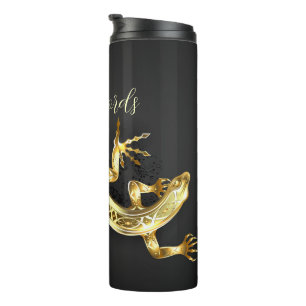 Create Your Own Black & Gold Lizard Thermal Tumbler