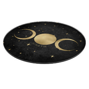 Create Your Own Black & Gold Triple Moon Goddess Cutting Board