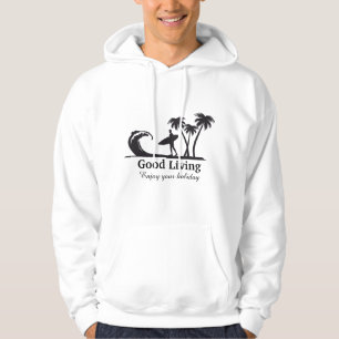 Create Your Own Black Illustrated Good Living Hoodie
