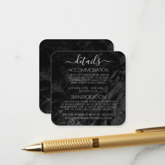 Create Your Own Black Marble Wedding Enclosure Card