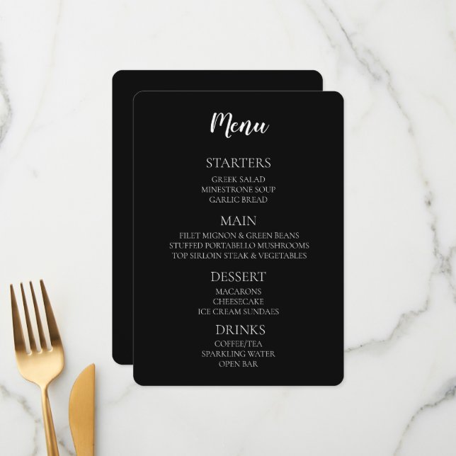 Create Your Own - Black  Menu (Front/Back In Situ)