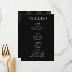 Create Your Own - Black Minimalist Sunburst Drink Menu
