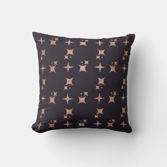 Create Your Own Black & Rose Gold Starry Cushion (Front)