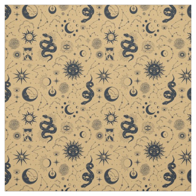 Create Your Own Black Snakes Celestial Gold Fabric (Swatch)