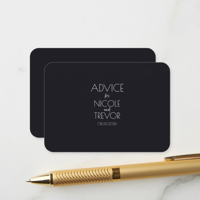Create Your Own - Black Wedding Advice Card (Front/Back In Situ)