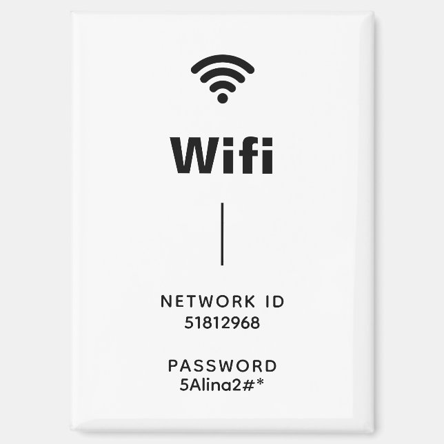 Create Your Own Black & White Simple Wifi  Magnet (Front)