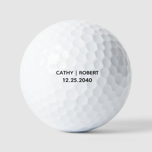 Create Your Own Black & White Wedding Personalised Golf Balls (Front)