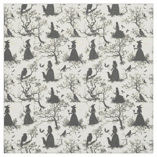 Create Your Own Black Witches Coven Cream Toile Fabric