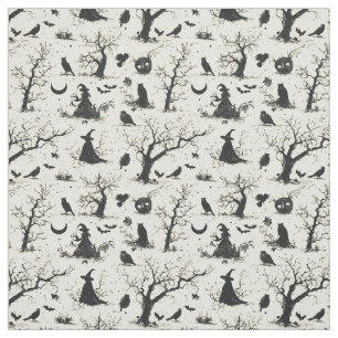 Create Your Own Black Witches Samhain Cream Toile Fabric