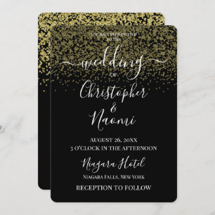 Create Your Own Black With Gold Glitter Invitation