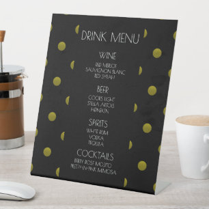 Create Your Own Black Yellow Polkadots Drink Menu Pedestal Sign