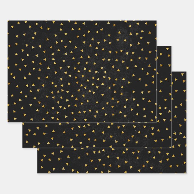 Create Your Own Blank Black and Gold  Wrapping Paper Sheet (Set)