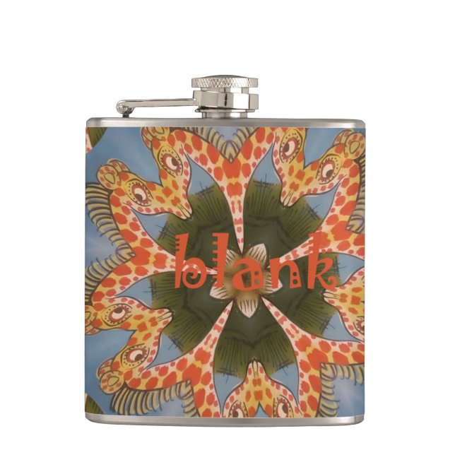 Create Your Own Blank cute pretty Giraffes Hip Flask (Front)