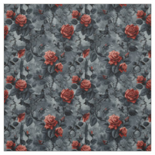 Create Your Own Blood Red Roses Bats Gothic Grey Fabric