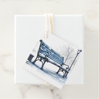 Create Your Own Blue Bench in Winter Favour Tags