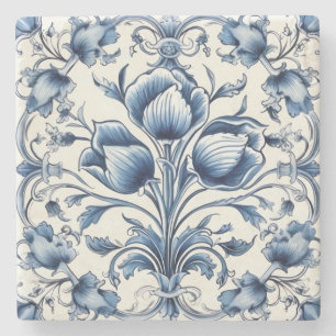 Create Your Own Blue Deft Tulip Flowers Floral Stone Coaster