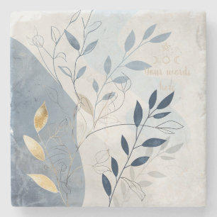 Create Your Own Blue Dusk Floral Minimilist Stone Coaster