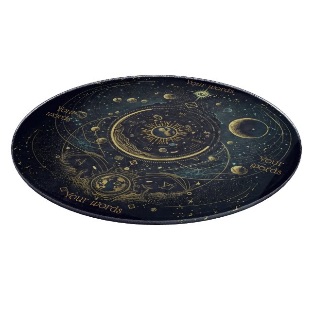 Create Your Own Blue & Gold Celestial Lunar Cutting Board (Corner)