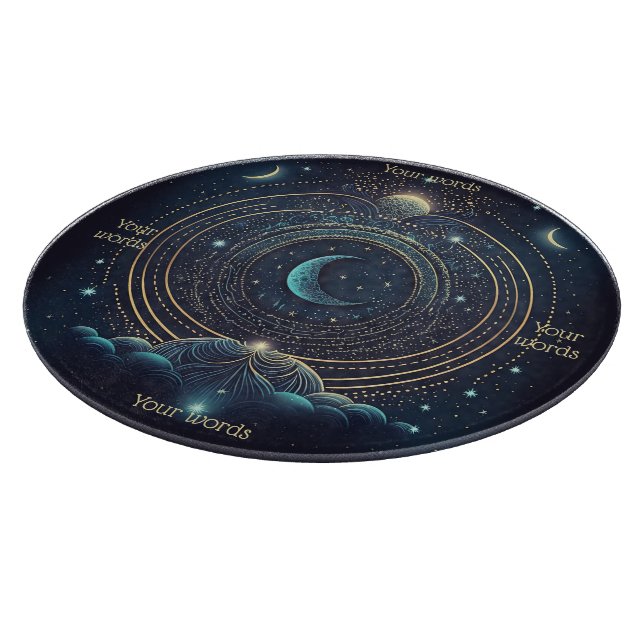 Create Your Own Blue & Gold Celestial Lunar Cutting Board (Corner)