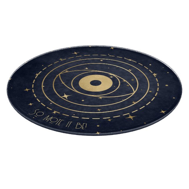 Create Your Own Blue & Gold Celestial Magic Eye Cutting Board (Corner)