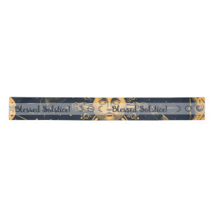 Create Your Own Blue Gold Celestial Moon & Stars Satin Ribbon