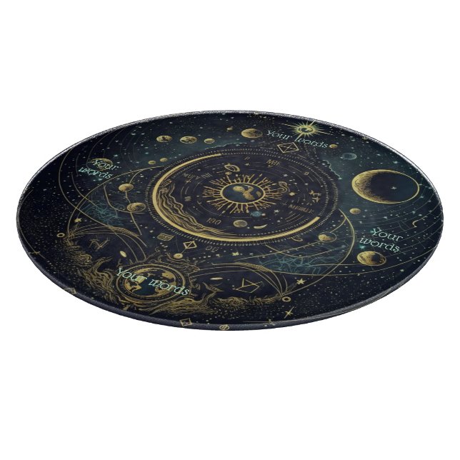 Create Your Own Blue & Gold Celestial Sky Charts Cutting Board (Corner)