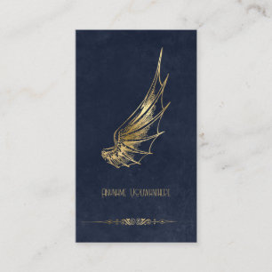 Create Your Own Blue & Gold Dragon Wing Business Card