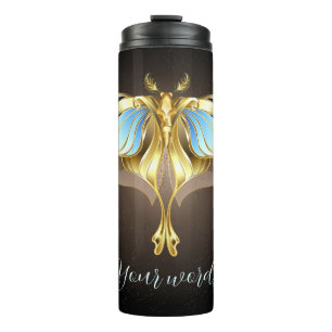 Create Your Own Blue & Gold Luna Moth Thermal Tumbler