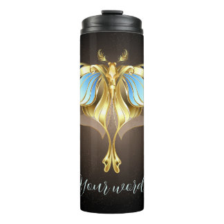 Create Your Own Blue & Gold Luna Moth Thermal Tumbler
