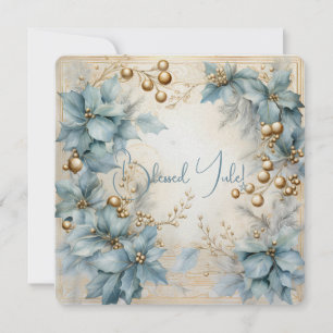 Create Your Own Blue Gold Magical Winter Wreath Card