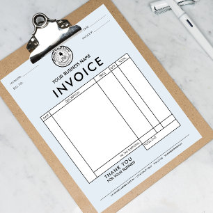 Create Your Own Blue Invoice with QR Code Logo Custom Letterhead