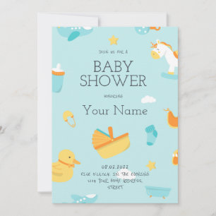 Create Your Own Blue Its a Boy Baby Shower Invitation