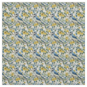 Create Your Own Blue Jays Yellow Flowers Fabric