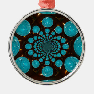 Create Your Own Blue Lights Kaleidoscope  Metal Ornament