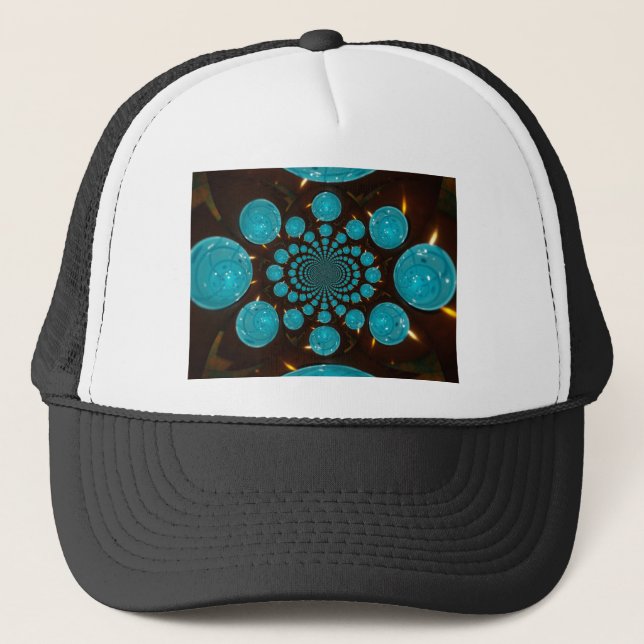 Create Your Own Blue Lights Kaleidoscope  Trucker Hat (Front)