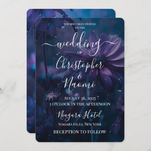 Create Your Own Blue & Purple Wildflowers Wedding Invitation