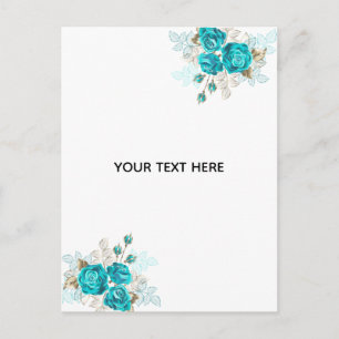 Create Your Own Blue Rose Elegant Announcement Postcard