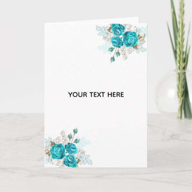 Create Your Own Blue Rose Elegant Card (Front)