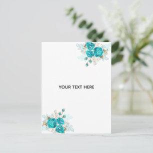 Create Your Own Blue Rose Elegant Holiday Postcard