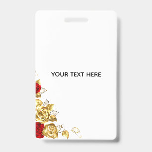 Create Your Own Blue Rose Elegant ID Badge