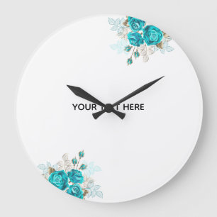 Create Your Own Blue Rose Elegant Large Clock