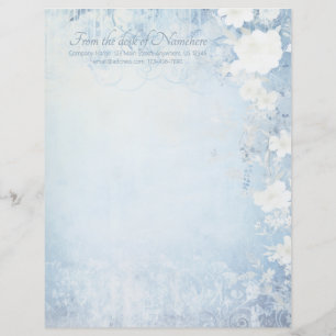 Create Your Own Blue Shabby Chic Apple Blossoms Custom Letterhead