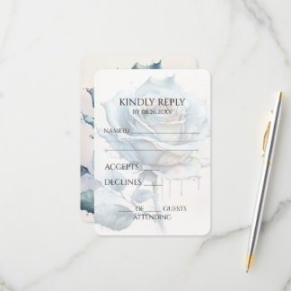 Create Your Own Blue Watercolor Rose RSVP Card