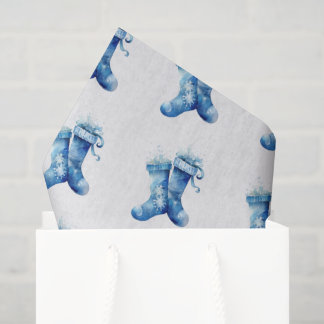 Create Your Own Blue Watercolor Xmas Stockings Tissue Paper