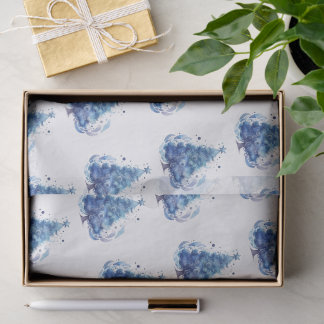 Create Your Own Blue Watercolor Xmas Tree Tissue Paper
