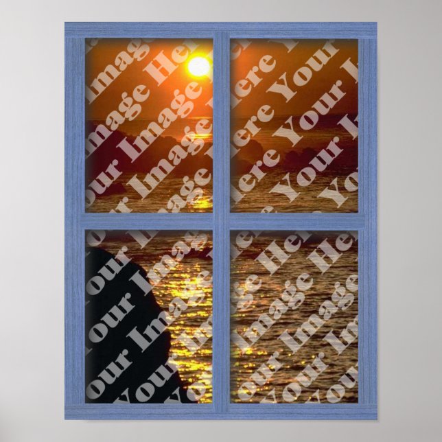 Create Your Own Blue Wooden Window Poster (Front)